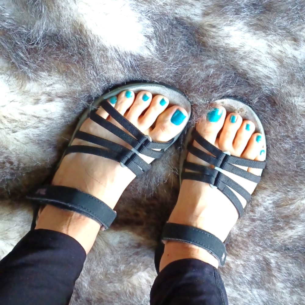 Teva Black Strappy Women's Sandals with Ankle Strap